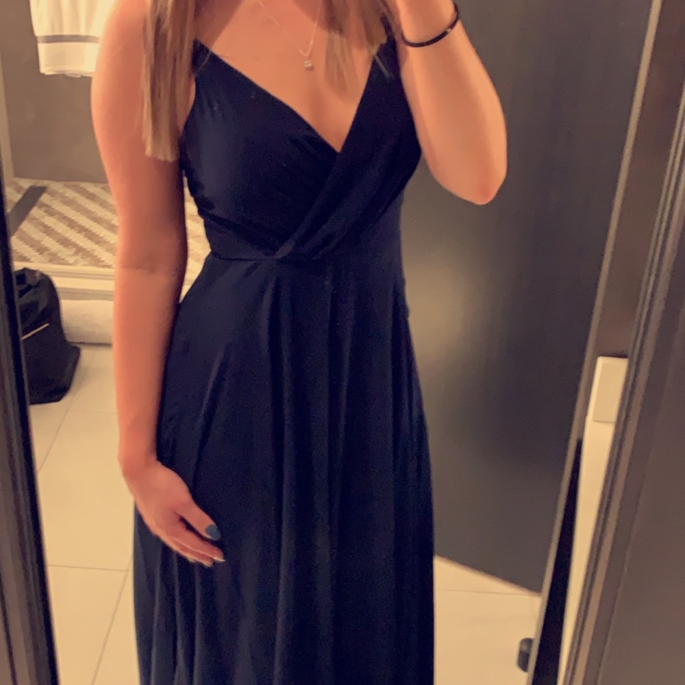 Navy Blue Floor Length Dress